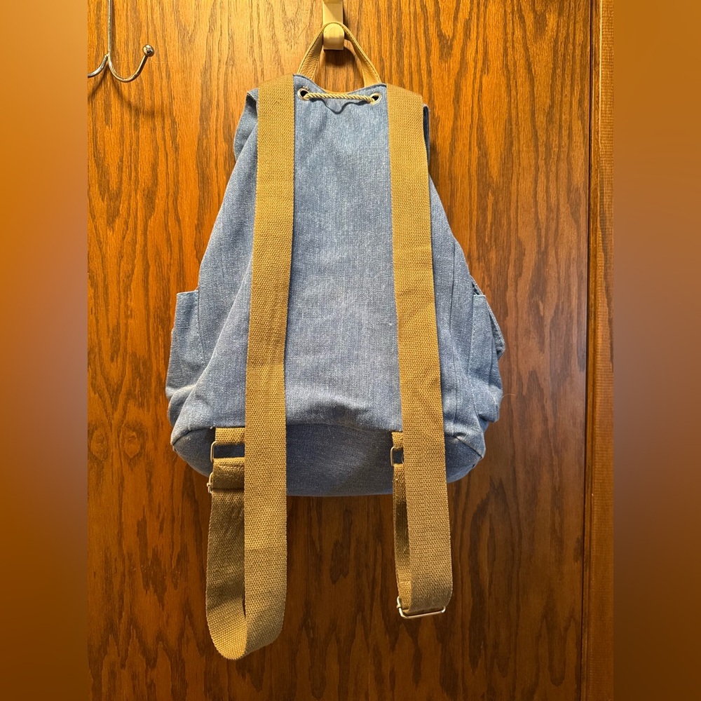 Blue and Tan Drawstring Backpack - Picture 11 of 11